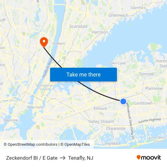 Zeckendorf Bl / E Gate to Tenafly, NJ map