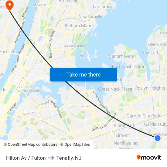 Hilton Av / Fulton to Tenafly, NJ map