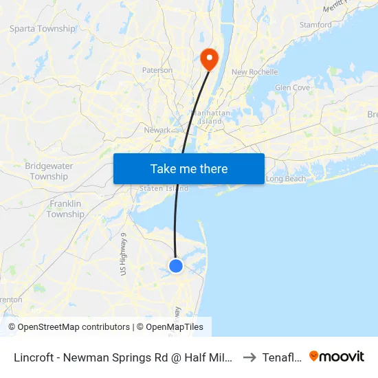 Lincroft - Newman Springs Rd @ Half Mile Rd (Northbound) to Tenafly, NJ map