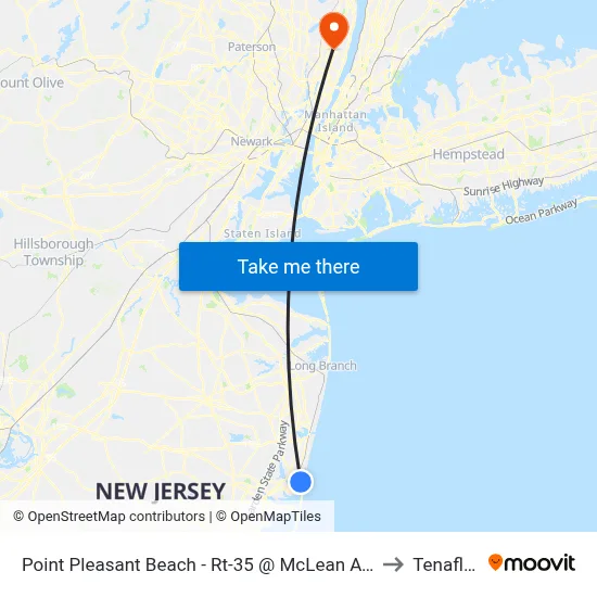 Point Pleasant Beach - Rt-35 @ McLean Ave (Northbound) to Tenafly, NJ map