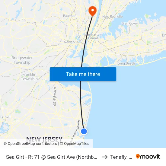 Sea Girt - Rt 71 @ Sea Girt Ave (Northbound) to Tenafly, NJ map