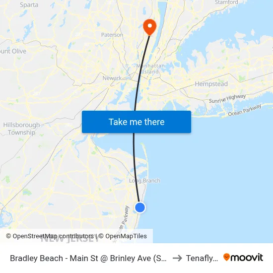 Bradley Beach - Main St @ Brinley Ave (Southbound) to Tenafly, NJ map