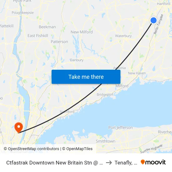 Ctfastrak Downtown New Britain Stn @ Bay B to Tenafly, NJ map