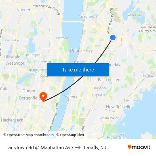 Tarrytown Rd @ Manhattan Ave to Tenafly, NJ map