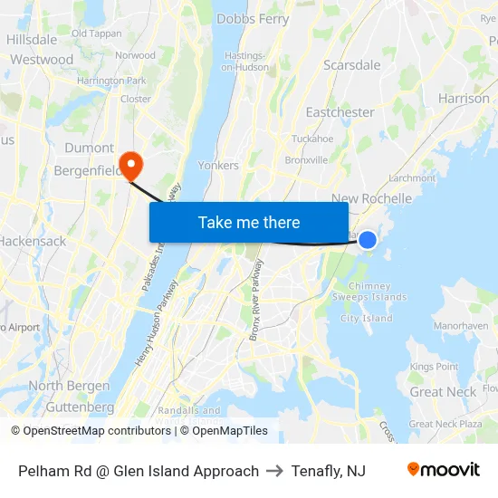Pelham Rd @ Glen Island Approach to Tenafly, NJ map