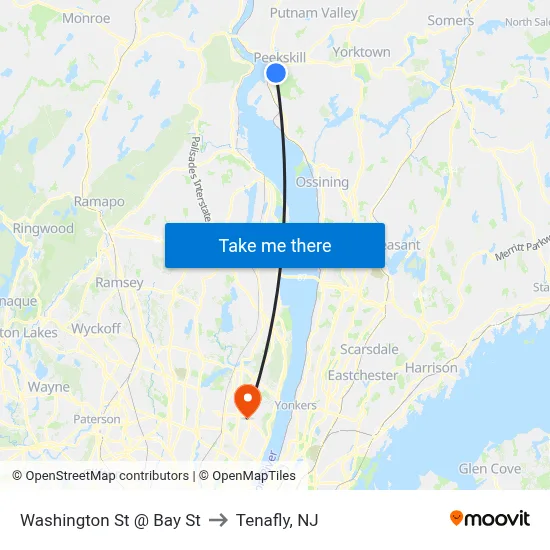 Washington St @ Bay St to Tenafly, NJ map