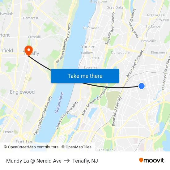 Mundy La @ Nereid Ave to Tenafly, NJ map