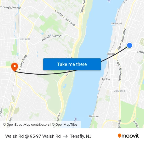 Walsh Rd @ 95-97 Walsh Rd to Tenafly, NJ map