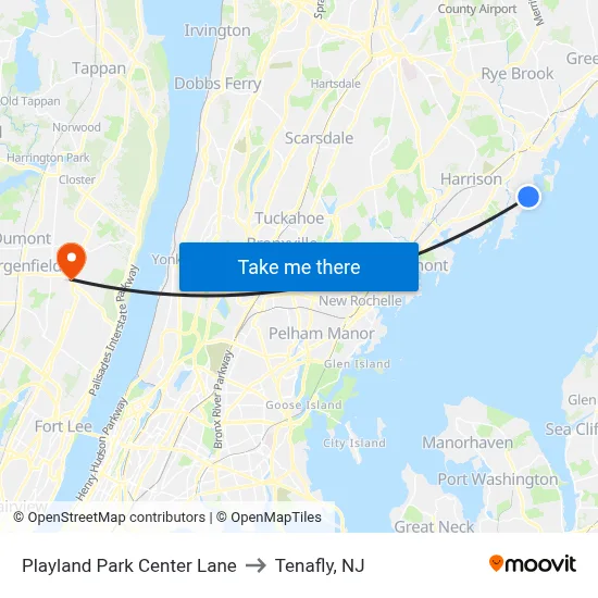 Playland Park Center Lane to Tenafly, NJ map