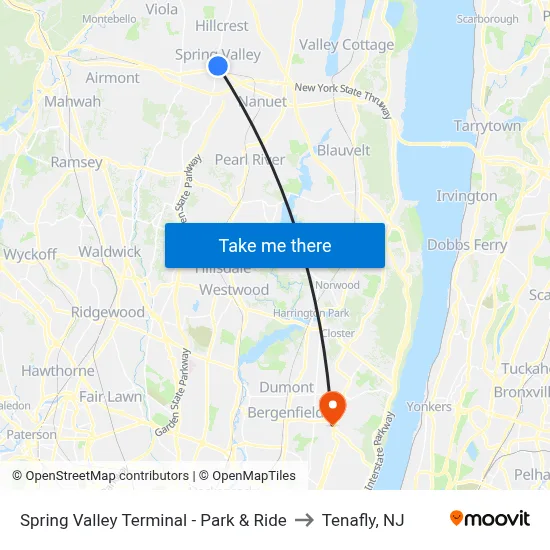 Spring Valley Terminal - Park & Ride to Tenafly, NJ map