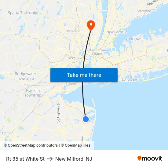 Rt-35 at White St to New Milford, NJ map