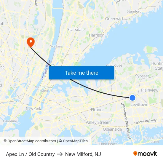 Apex Ln / Old Country to New Milford, NJ map