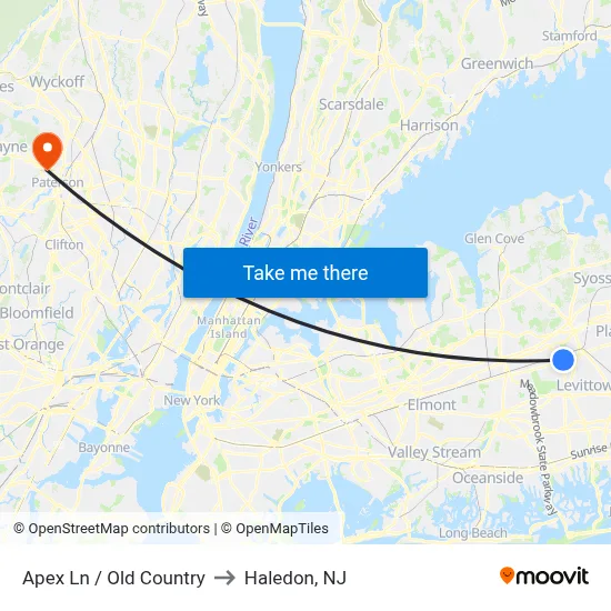 Apex Ln / Old Country to Haledon, NJ map