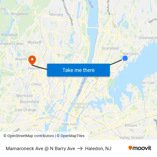 Mamaroneck Ave @ N Barry Ave to Haledon, NJ map