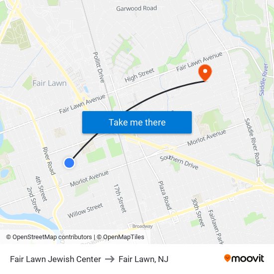 Fair Lawn Jewish Center to Fair Lawn, NJ map