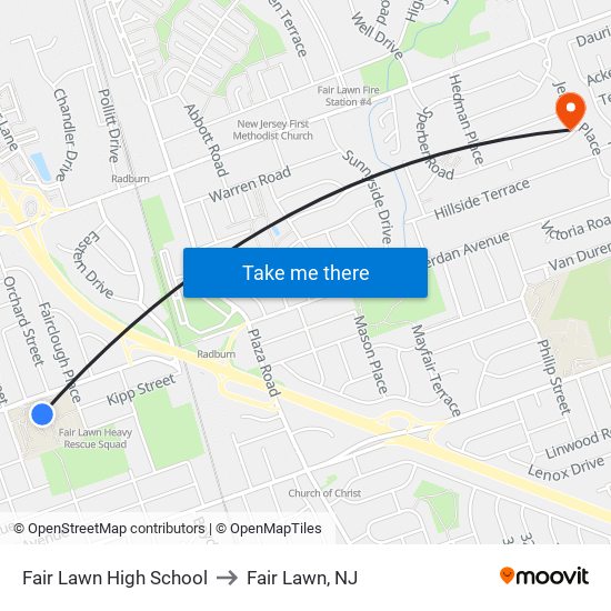 Fair Lawn High School to Fair Lawn, NJ map