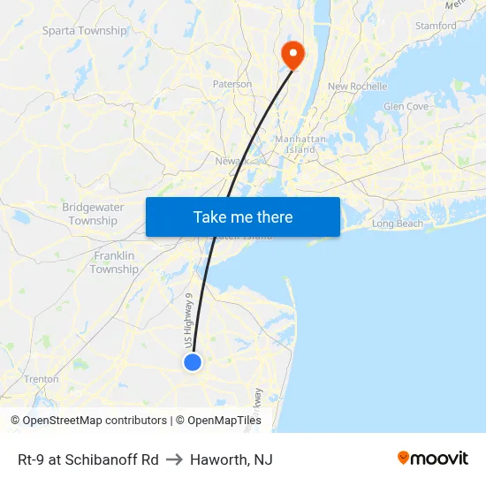 Rt-9 at Schibanoff Rd to Haworth, NJ map