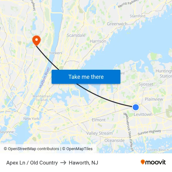 Apex Ln / Old Country to Haworth, NJ map