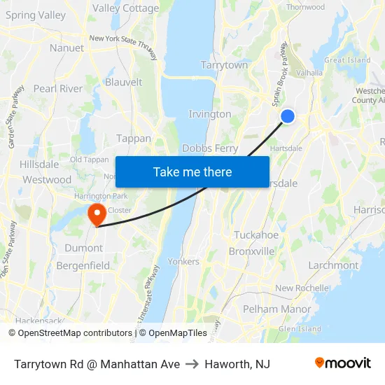 Tarrytown Rd @ Manhattan Ave to Haworth, NJ map