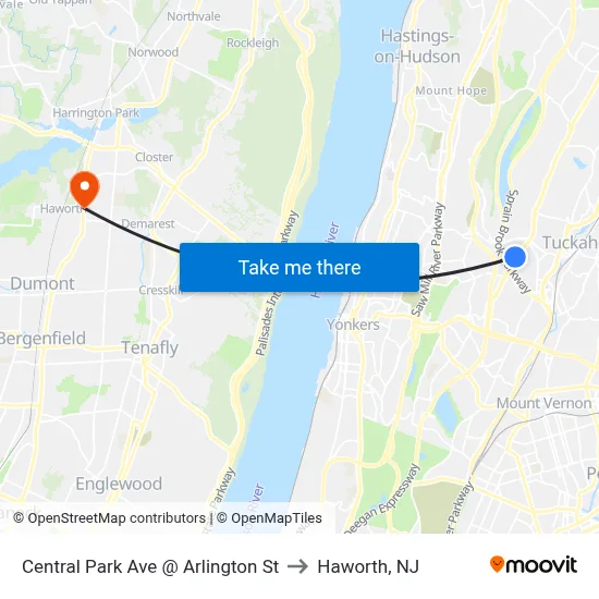 Central Park Ave @ Arlington St to Haworth, NJ map