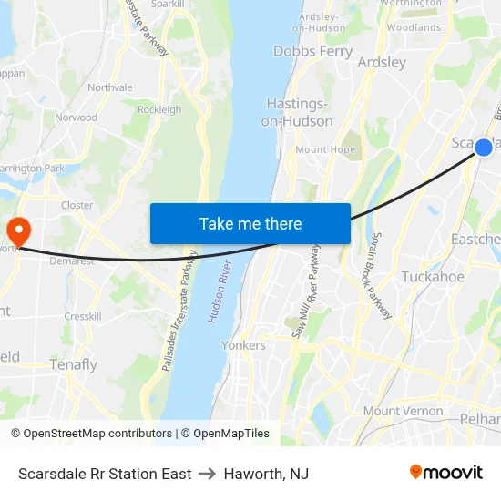 Scarsdale Rr Station East to Haworth, NJ map