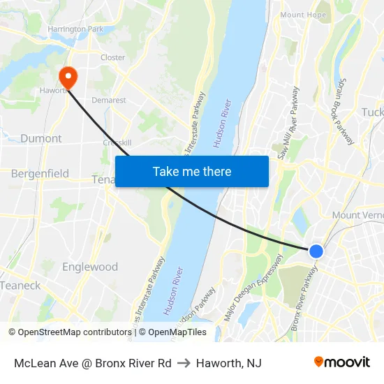 McLean Ave @ Bronx River Rd to Haworth, NJ map