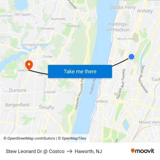 Stew Leonard Dr @ Costco to Haworth, NJ map