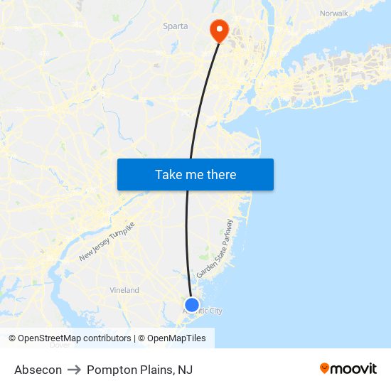 Absecon to Pompton Plains, NJ map