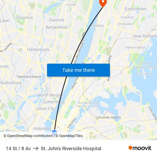 14 St / 8 Av to St. John's Riverside Hospital map