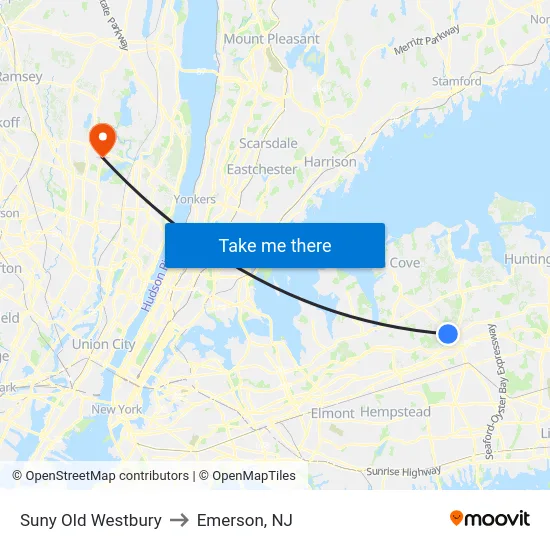Suny Old Westbury to Emerson, NJ map