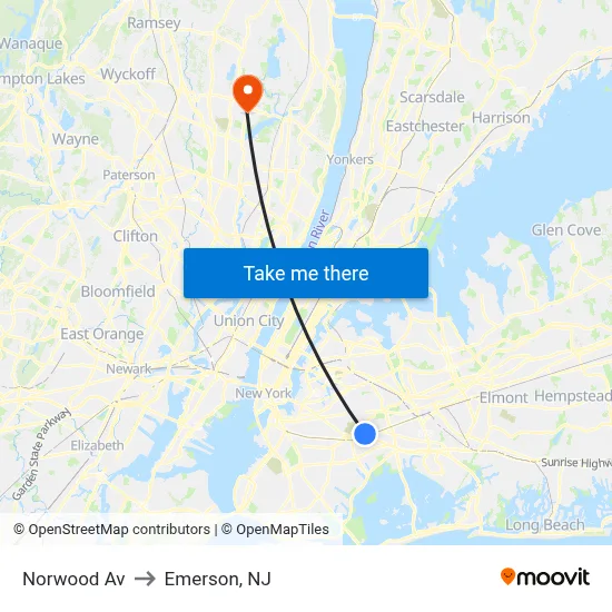 Norwood Av to Emerson, NJ map