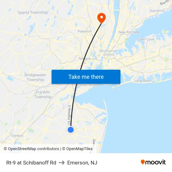 Rt-9 at Schibanoff Rd to Emerson, NJ map