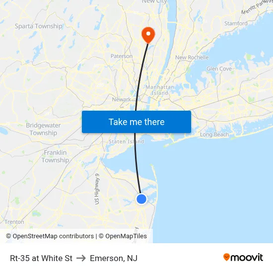 Rt-35 at White St to Emerson, NJ map