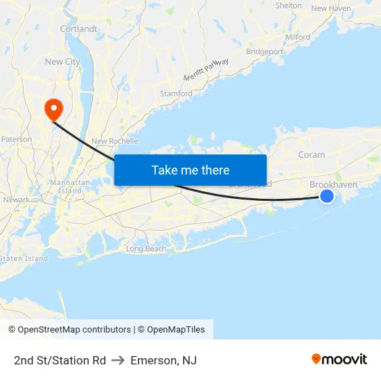 2nd St/Station Rd to Emerson, NJ map