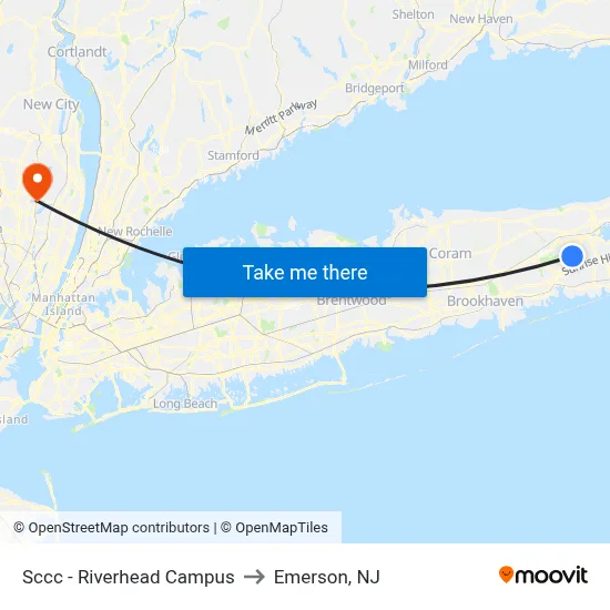 Sccc - Riverhead Campus to Emerson, NJ map
