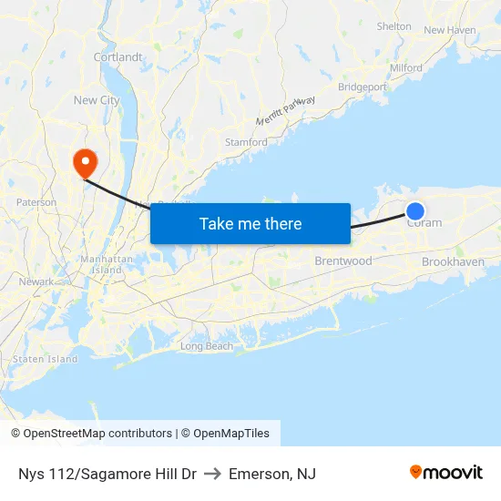 Nys 112/Sagamore Hill Dr to Emerson, NJ map