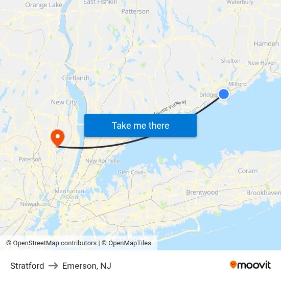 Stratford to Emerson, NJ map