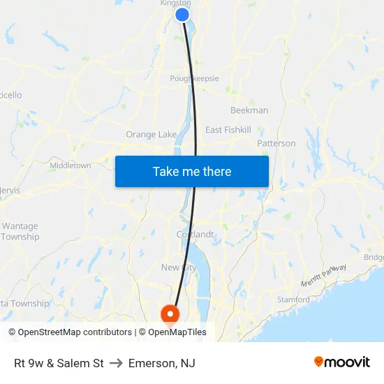 Rt 9w & Salem St to Emerson, NJ map