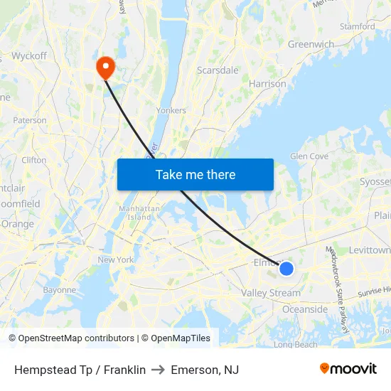 Hempstead Tp / Franklin to Emerson, NJ map