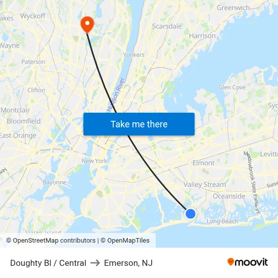 Doughty Bl / Central to Emerson, NJ map