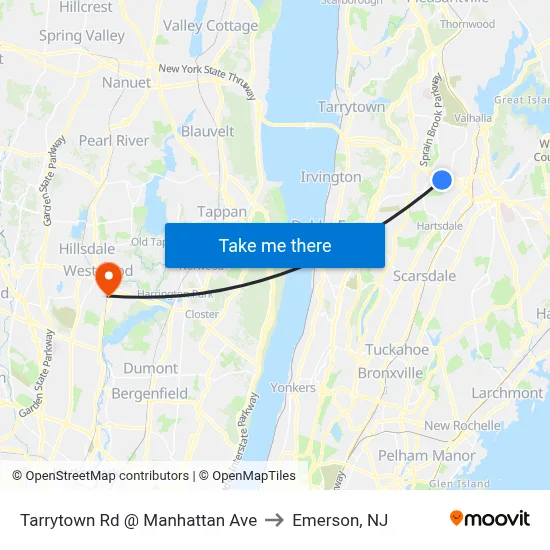 Tarrytown Rd @ Manhattan Ave to Emerson, NJ map