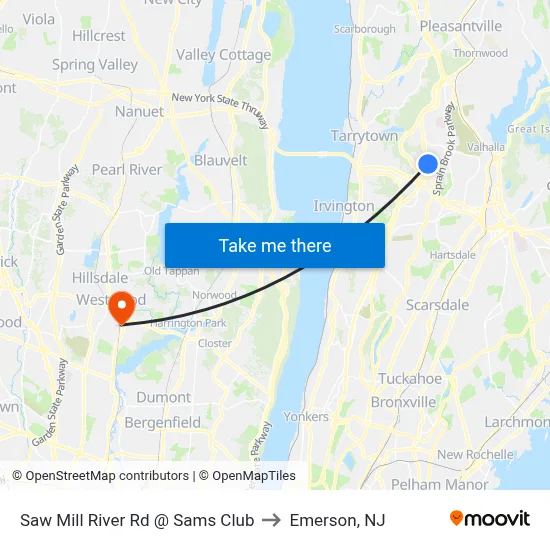 Saw Mill River Rd @ Sams Club to Emerson, NJ map