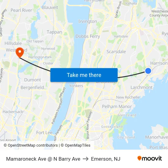 Mamaroneck Ave @ N Barry Ave to Emerson, NJ map