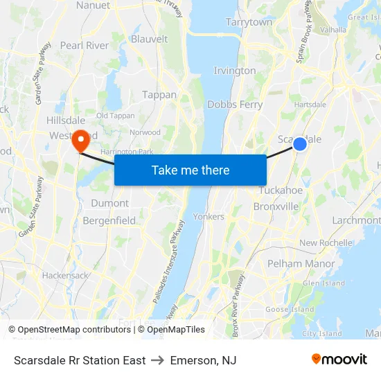 Scarsdale Rr Station East to Emerson, NJ map