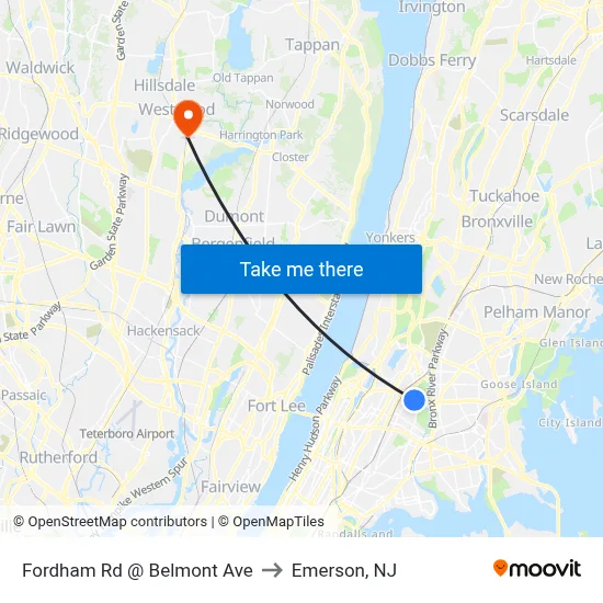Fordham Rd @ Belmont Ave to Emerson, NJ map