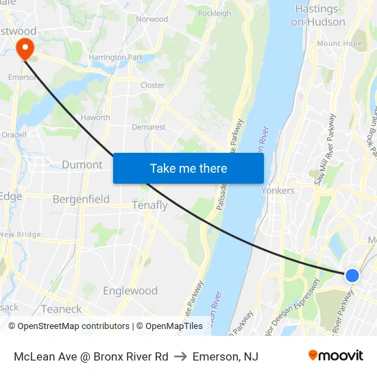 McLean Ave @ Bronx River Rd to Emerson, NJ map