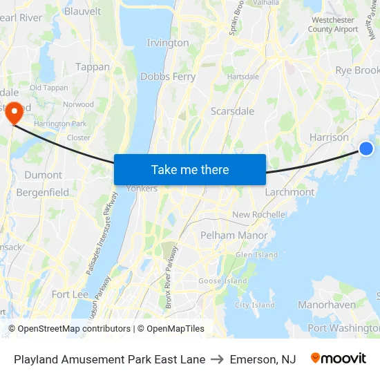 Playland Amusement Park East Lane to Emerson, NJ map
