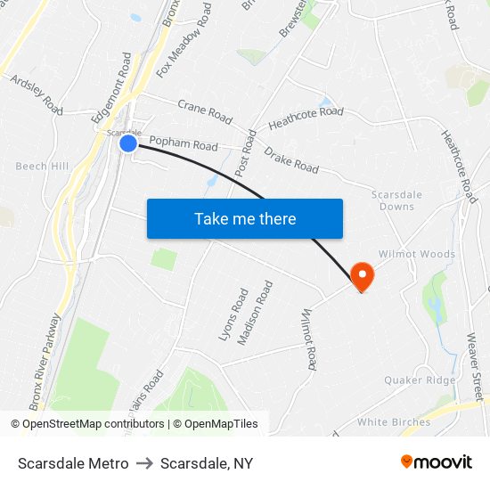 Scarsdale Metro to Scarsdale, NY map