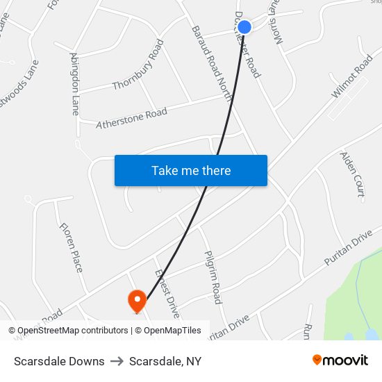 Scarsdale Downs to Scarsdale, NY map