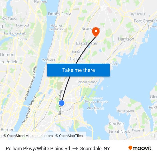 Pelham Pkwy/White Plains Rd to Scarsdale, NY map